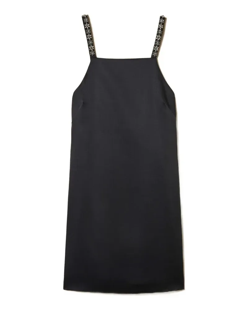 Twin-Set Besticktes Minikleid aus Duchesse-Satin - Schwarz Schwarz