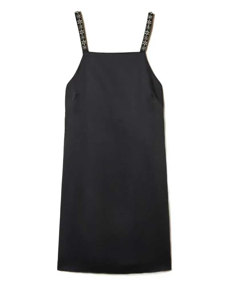 Twin-Set Besticktes Minikleid aus Duchesse-Satin - Schwarz Schwarz