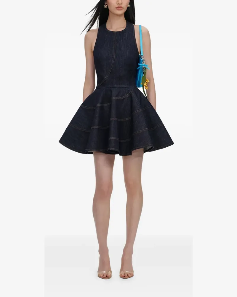 Self-Portrait backless skater-style mini dress - Blau Blau