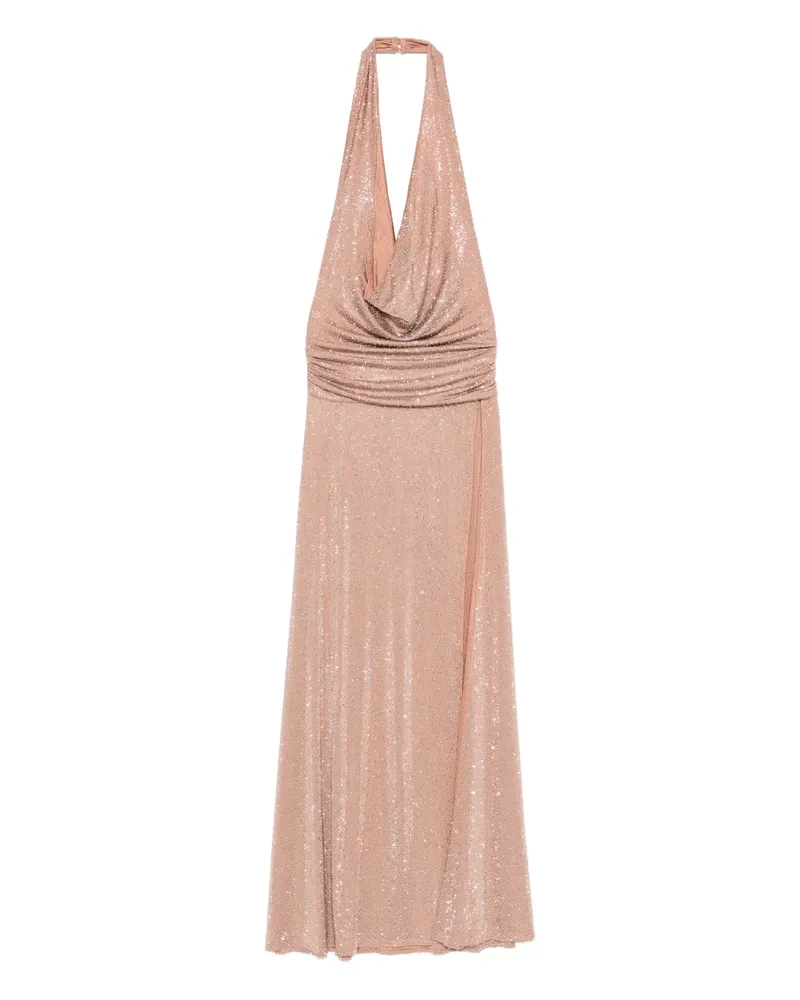 The New Arrivals Ilkyaz Ozel Tanit In Chaos Magicka halter-neck embellished maxi dress - Rosa Rosa
