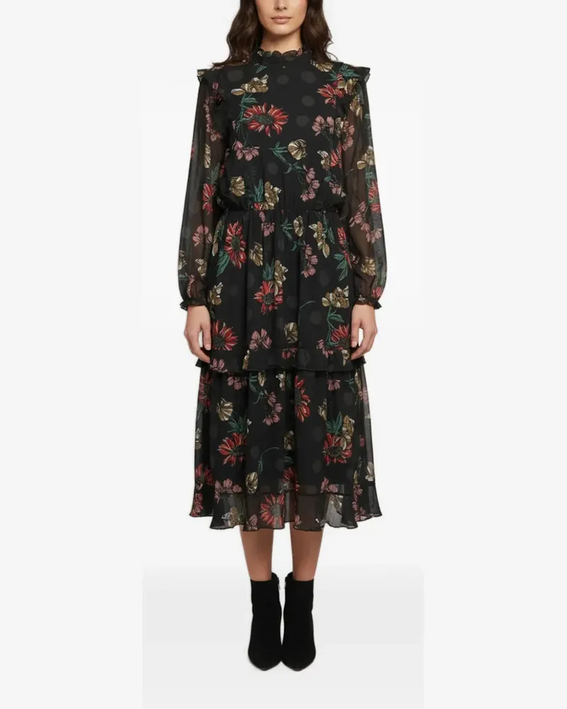HUGO BOSS Amoreh floral-print midi dress - Schwarz Schwarz
