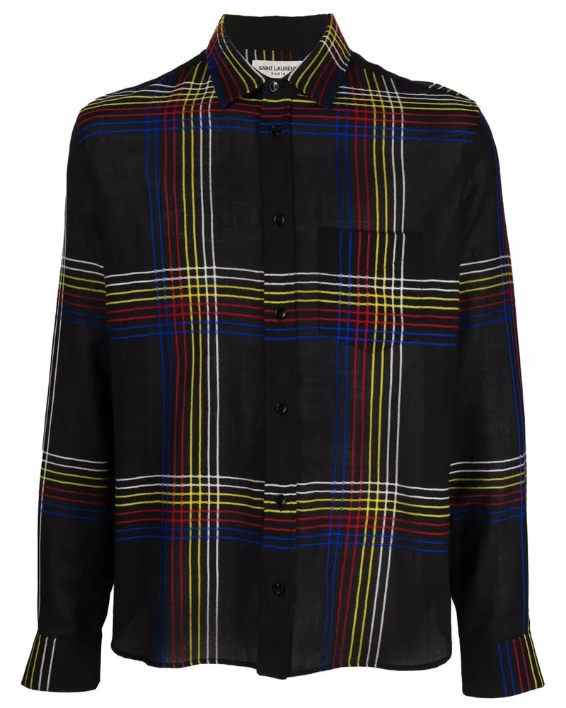 Saint Laurent Kariertes Hemd - Schwarz Schwarz