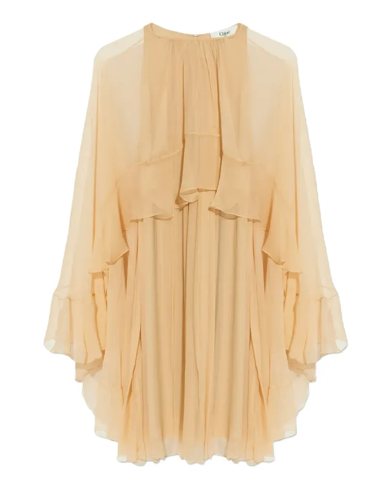 Chloé ruffled silk mini dress - Nude Nude