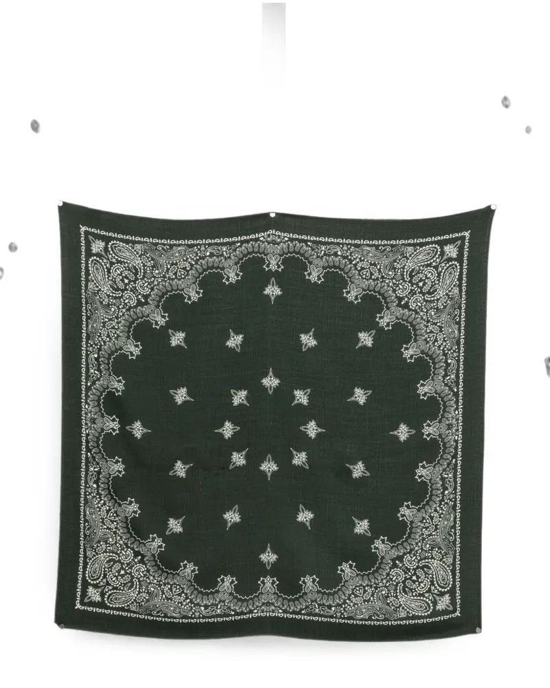Destin paisley-print wool scarf - Grün Grün