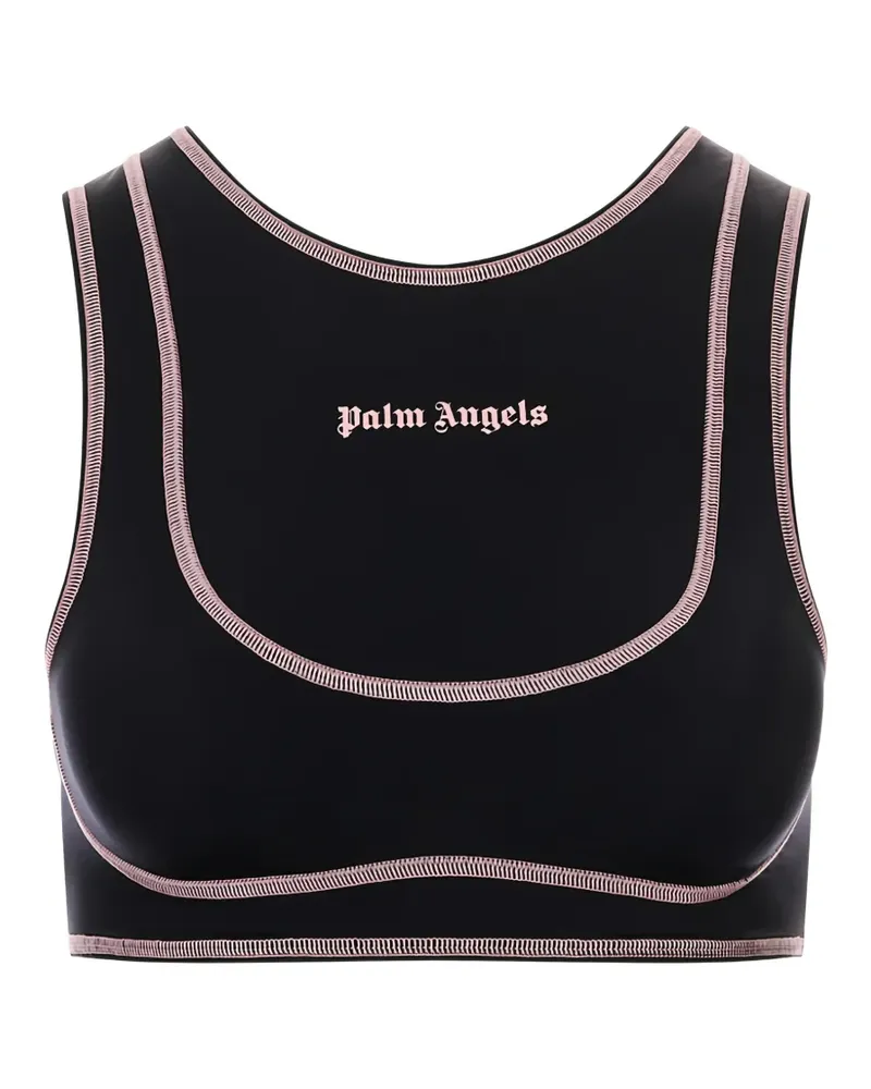 Palm Angels logo-print contrast-stitch tank top - Schwarz Schwarz