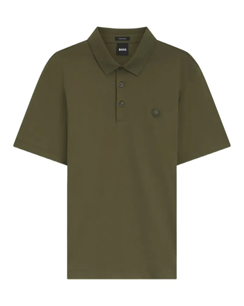 HUGO BOSS Double B Poloshirt mit Monogramm-Patch - Grün Grün