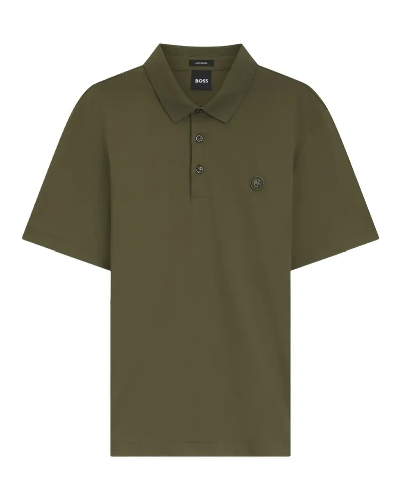 HUGO BOSS Double B Poloshirt mit Monogramm-Patch - Grün Grün