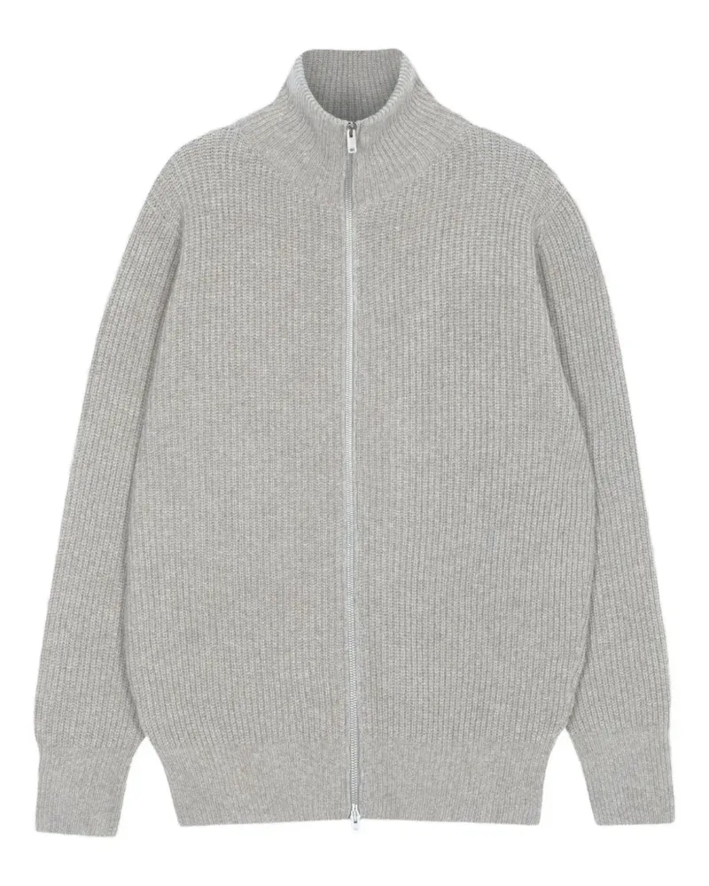 John Smedley Gerippter Mallam Pullover mit Reißverschluss - Grau Grau