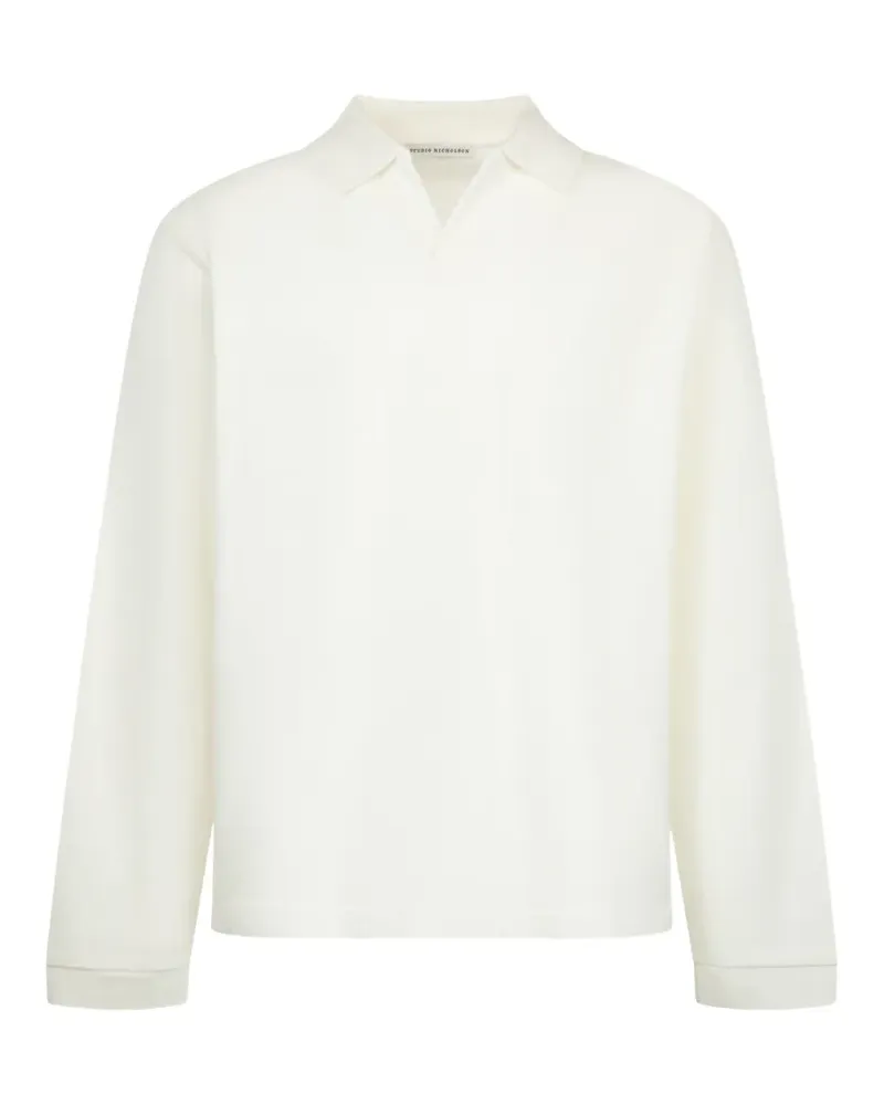 Studio Nicholson Langärmeliges T-Shirt mit Poloshirtkragen - Weiß Weiß