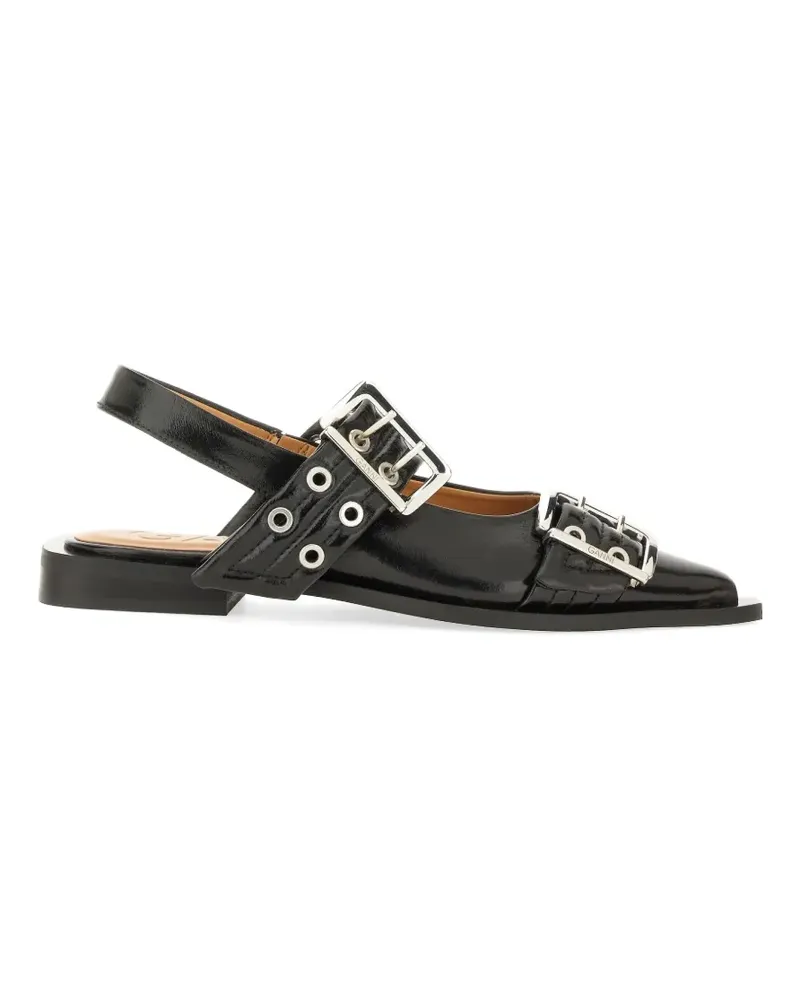 Ganni buckle-detail eyelet-embellished sandals - Schwarz Schwarz