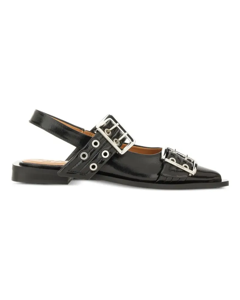 Ganni buckle-detail eyelet-embellished sandals - Schwarz Schwarz