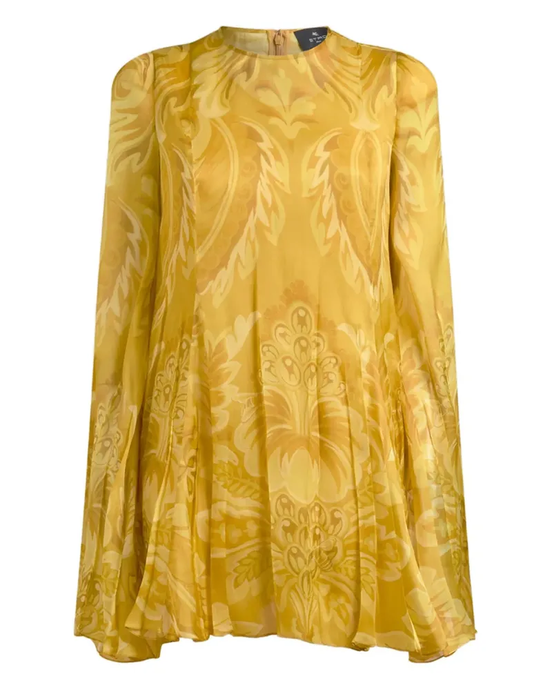 Etro Faltenkleid mit Blumen-Print - Gelb Gelb