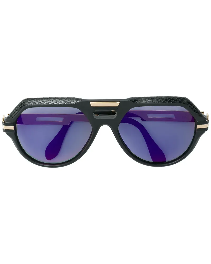 CAZAL Oversized-Sonnenbrille mit Lederdetail - Schwarz Schwarz