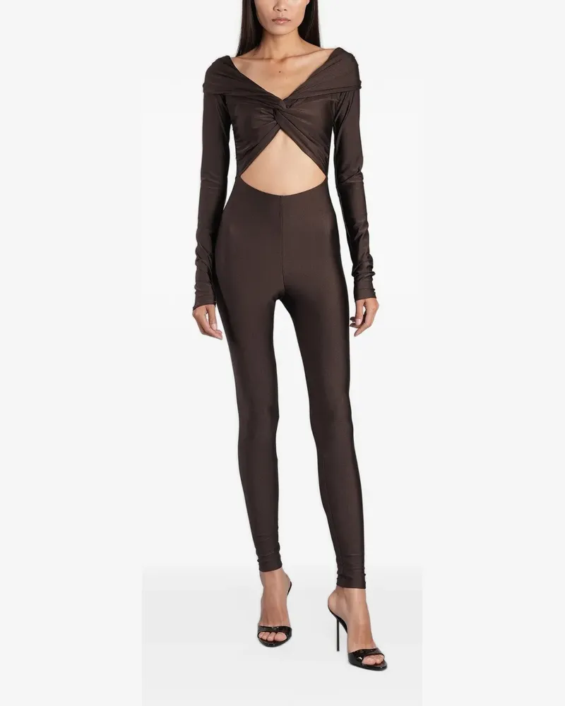 ANDAMANE Kendall twist-detail cut-out jumpsuit - Braun Braun