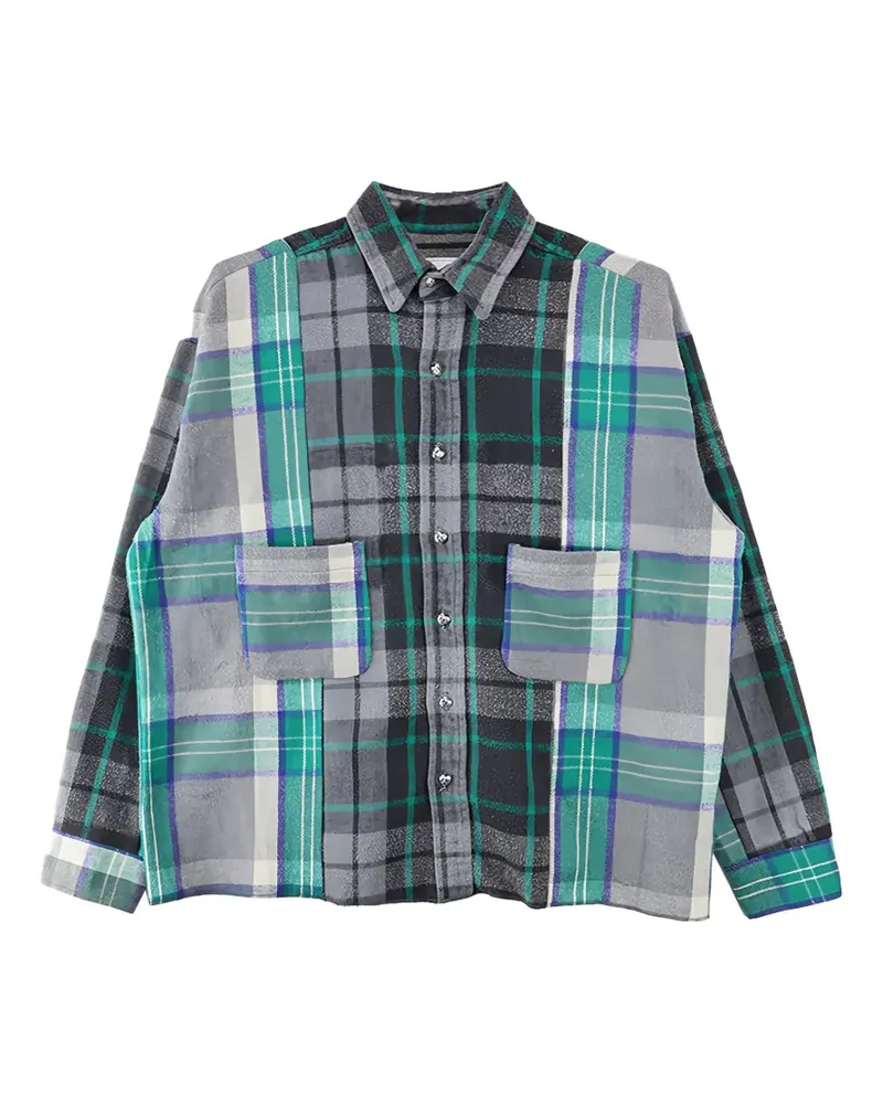 READYMADE patchwork check-pattern shirt - Grau Grau