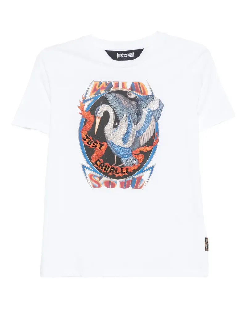 Just Cavalli T-Shirt mit Kristallen - Weiß Weiß