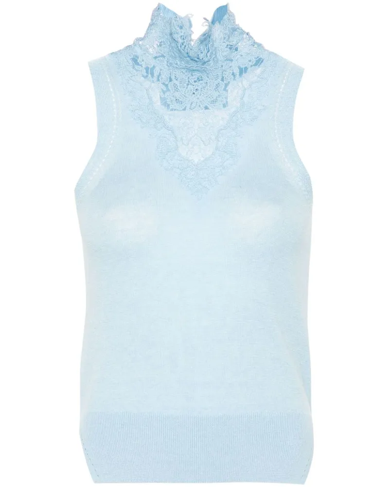 Ermanno Scervino Tanktop mit Blumenapplikation Blau