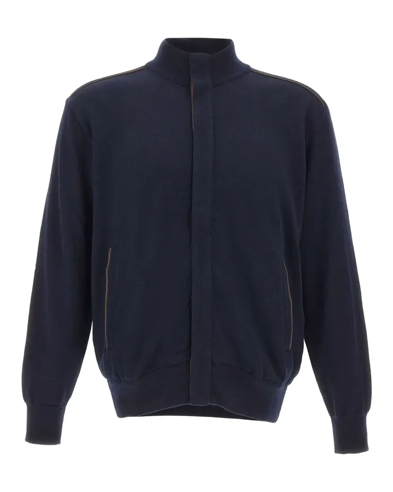 Paul & Shark logo-embroidered wool cardigan - Blau Blau
