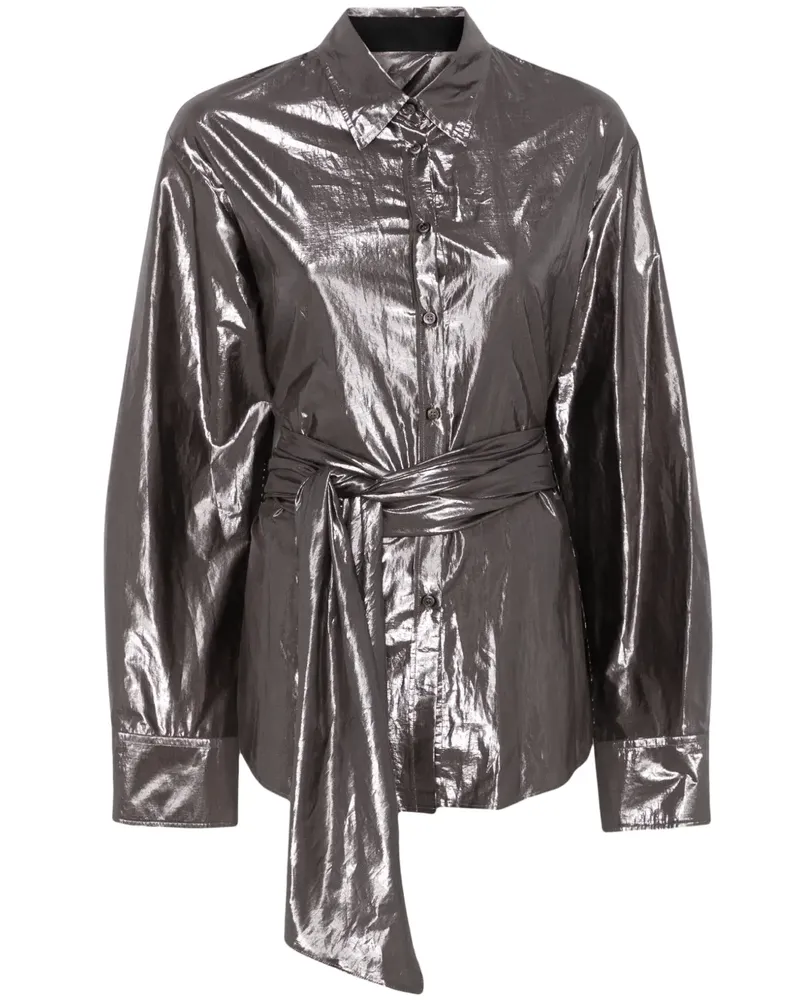 forte_forte Hemd im Metallic-Look - OMBRA GREY Ombra