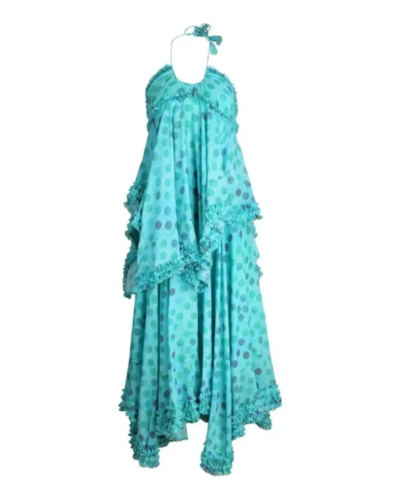 Alexis Gepunktetes Midikleid - Blau Blau