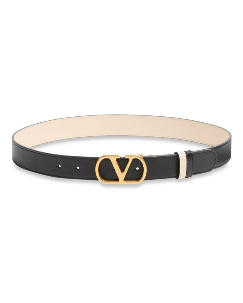 Valentino Garavani VLogo Signature reversible shiny calfskin belt - 30mm / 1.2 in. - Nude Nude