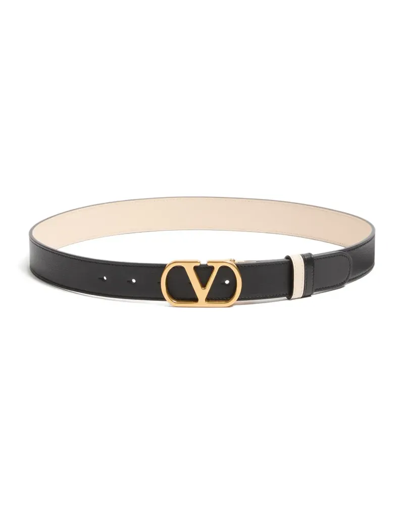 Valentino Garavani VLogo Signature reversible shiny calfskin belt - 30mm / 1.2 in. - Nude Nude