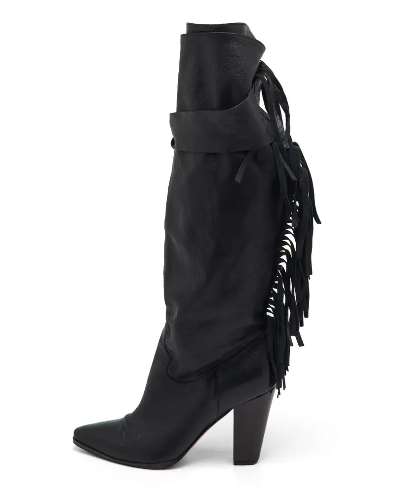 Casadei fringe-detail leather boots - Schwarz Schwarz