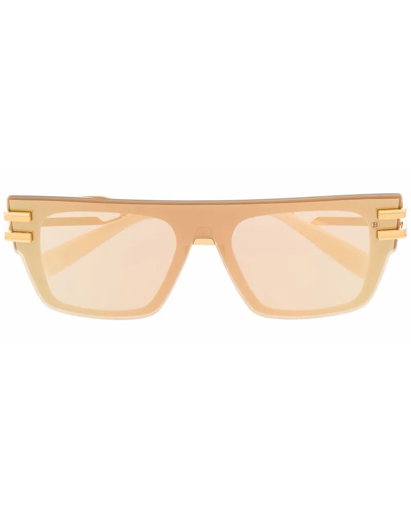 Balmain Sonnenbrille mit eckigem Gestell - Nude Nude