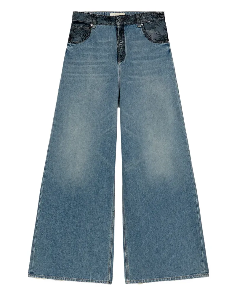 Blumarine Jeans mit Spitzenbesatz - Blau Blau