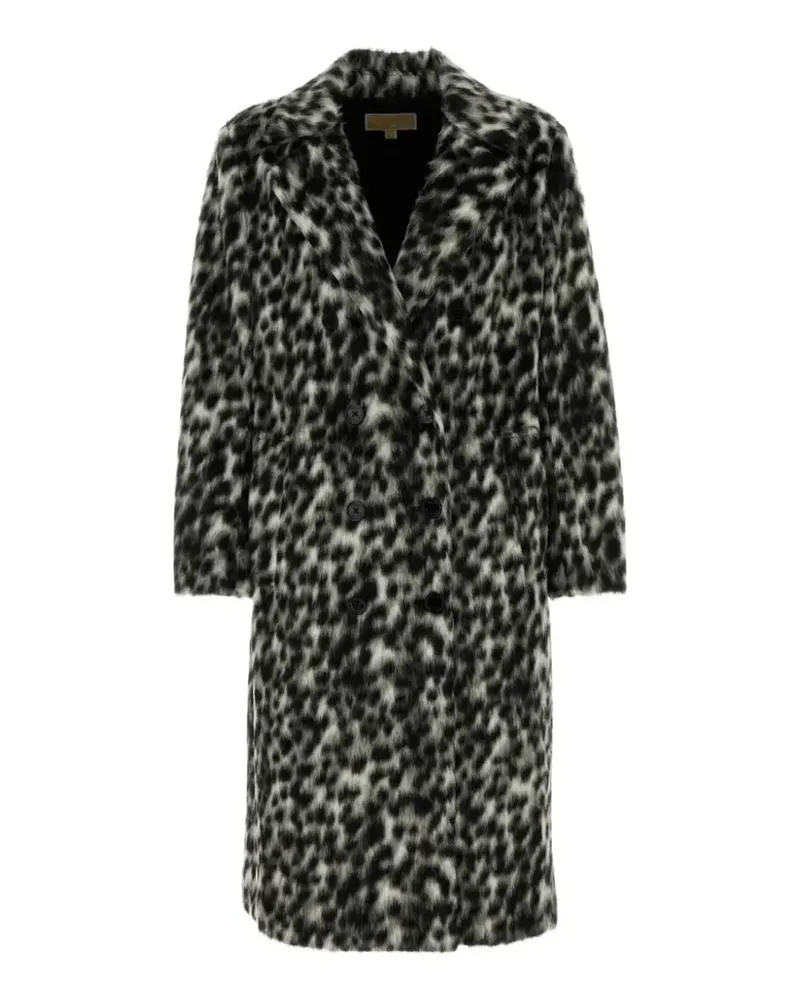 Michael Kors leopard-pattern double-breasted coat - Schwarz Schwarz