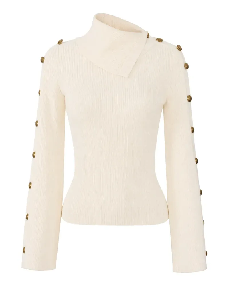 Elisabetta Franchi knit pullover with jewel buttons - Nude Nude