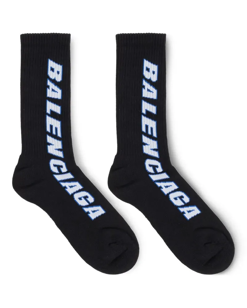 Balenciaga Tilted Typo Socken - Schwarz Schwarz