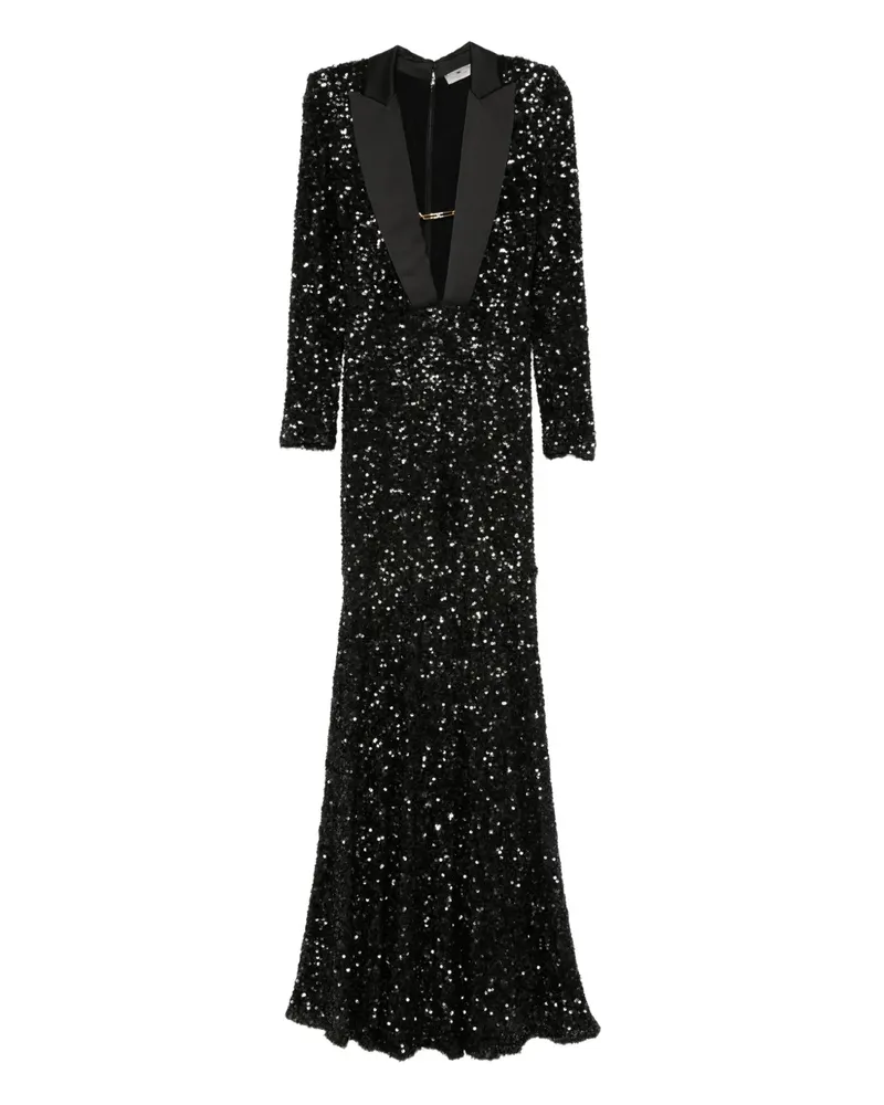 Elisabetta Franchi Maxikleid mit Pailletten - Schwarz Schwarz