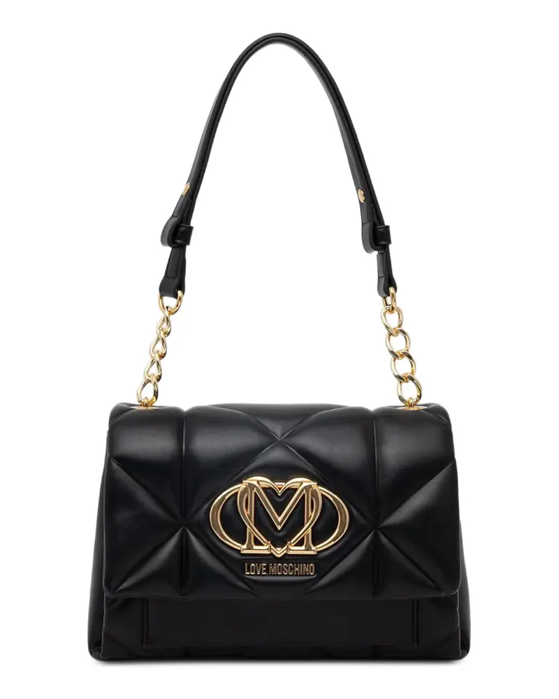 Moschino logo-plaque quilted shoulder bag - Schwarz Schwarz