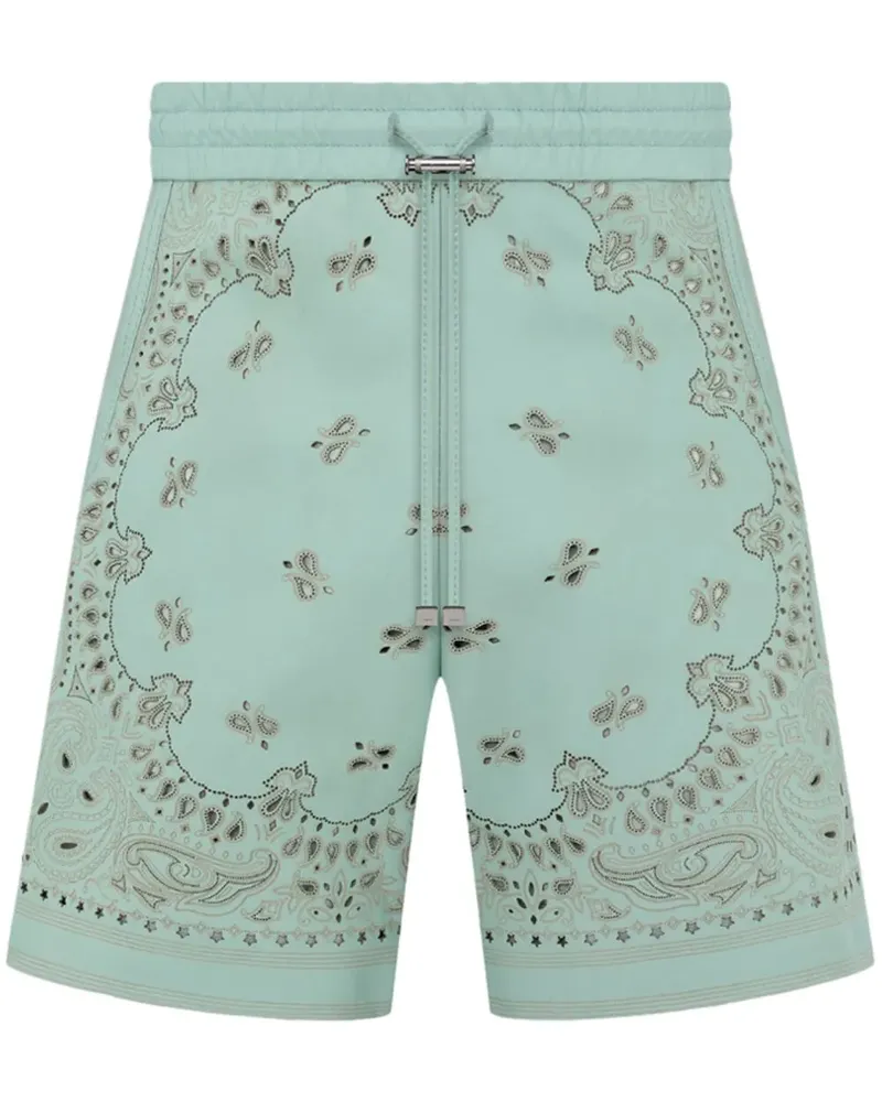 Amiri Shorts aus Leder mit Bandana-Print - Grün Grün