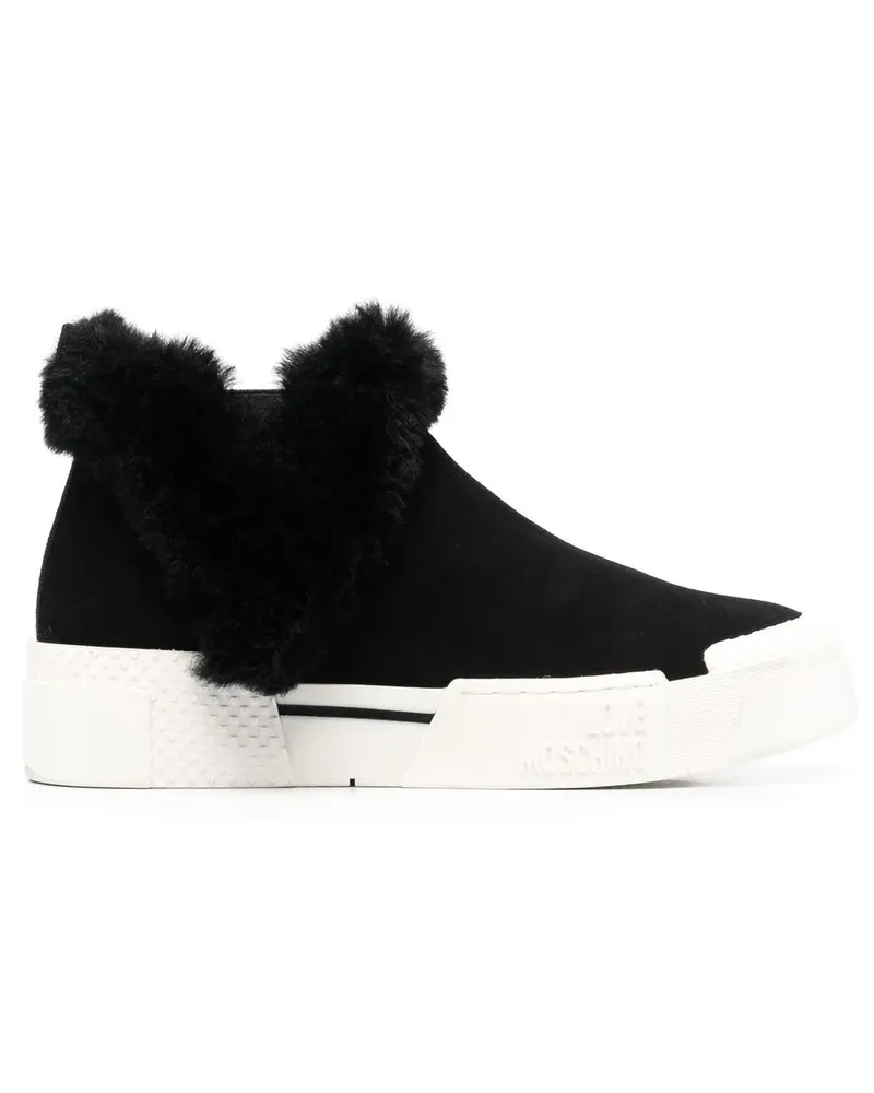 Moschino Stiefeletten mit Pelzbesatz - Schwarz Schwarz