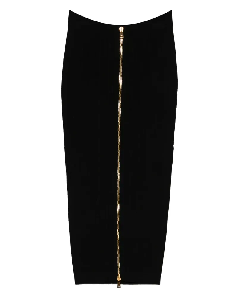 Balmain Geknöpfter Midirock mit Zopfmuster - Schwarz Schwarz