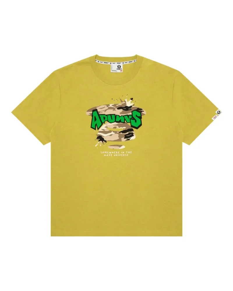 BAPE Aape Head T-Shirt mit Camouflage-Print - Gelb Gelb