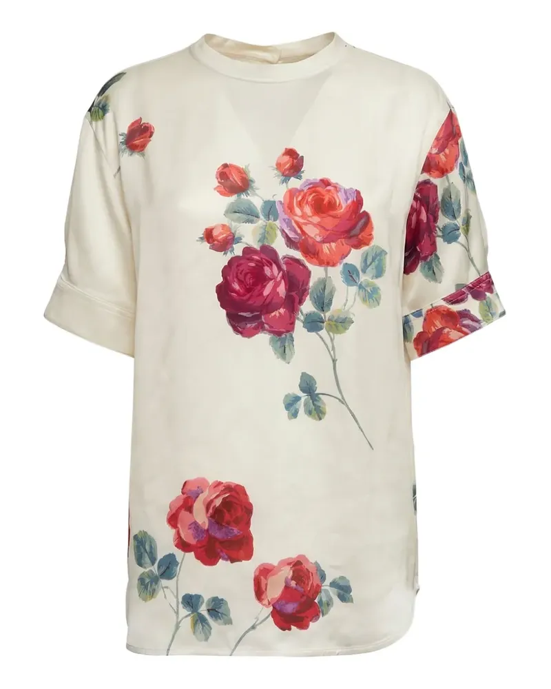 N° 21 Bluse mit Blumen-Print - Nude Nude