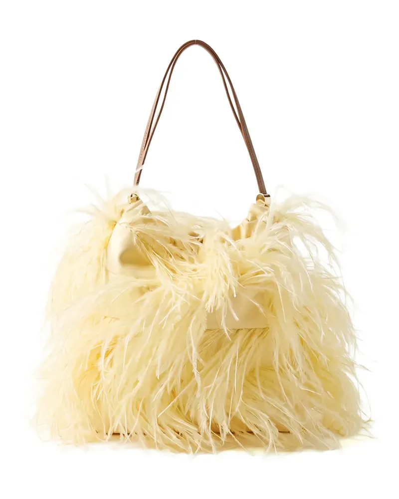 Fabiana Filippi feather-trim tote bag - Gelb Gelb