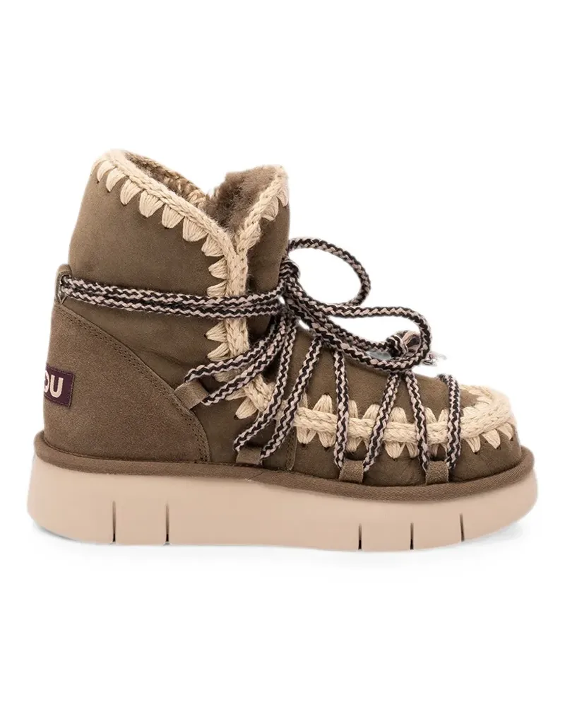 Mou Schnürstiefel mit gehäkeltem Besatz - Braun Braun