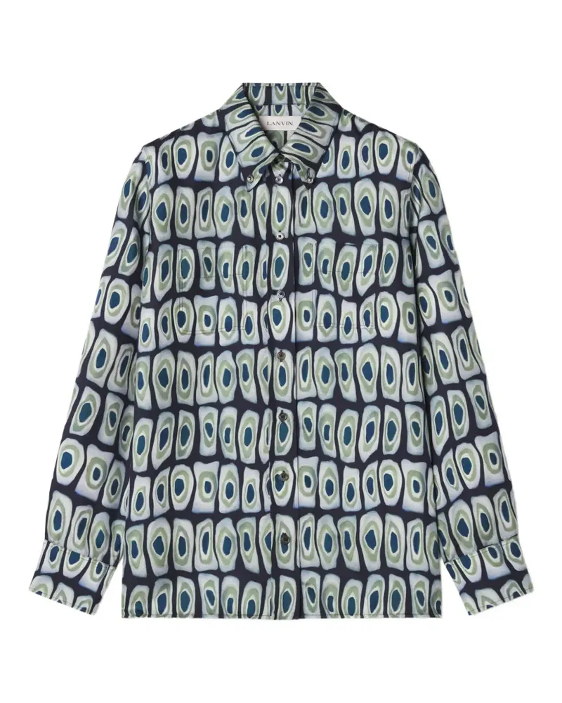 Lanvin Seidenhemd mit abstraktem Print - Blau Blau
