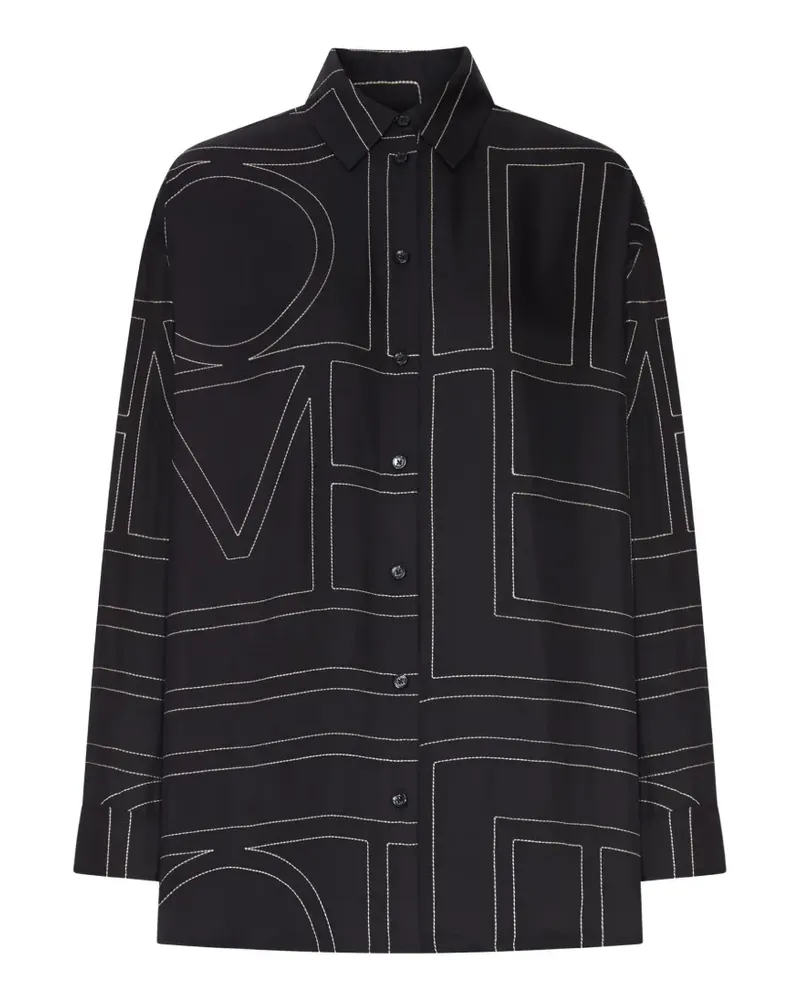 Totême Seidenhemd mit Monogramm-Stickerei - Schwarz Schwarz