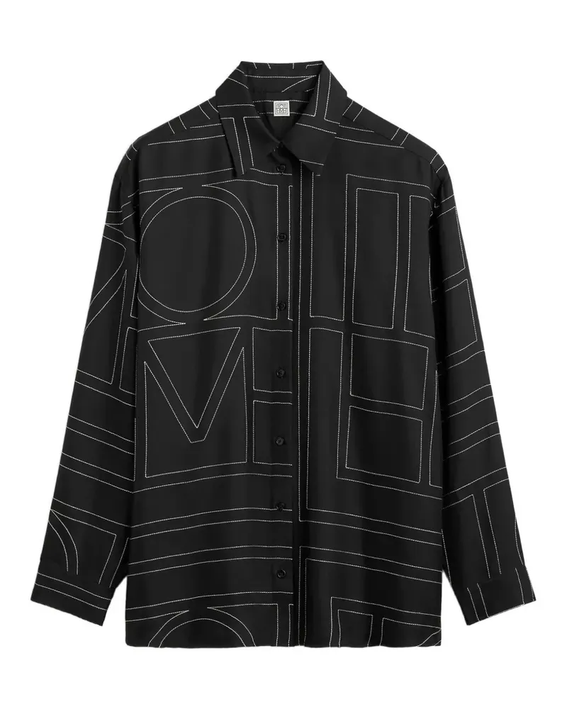 Totême Seidenhemd mit Monogramm-Stickerei - Schwarz Schwarz