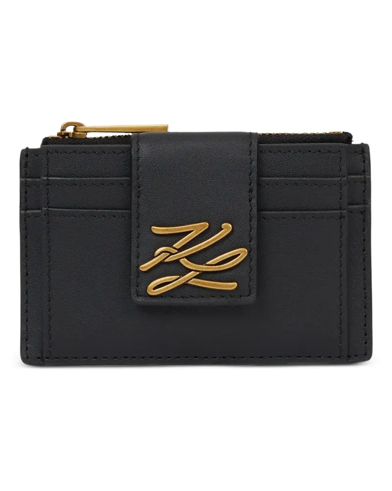 Karl Lagerfeld logo-plaque zip cardholder - Schwarz Schwarz