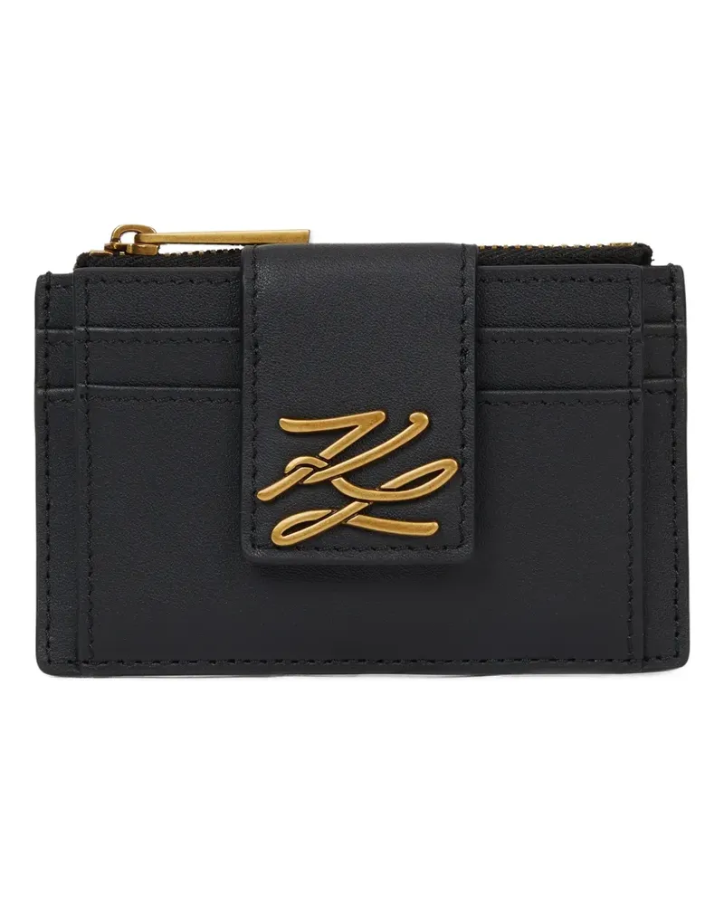 Karl Lagerfeld logo-plaque zip cardholder - Schwarz Schwarz
