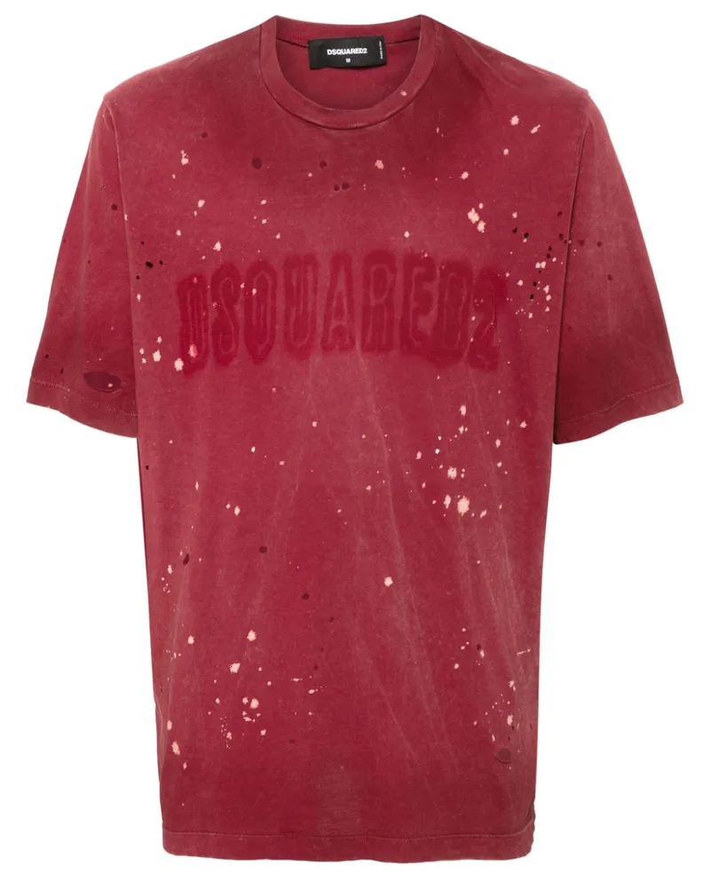 Dsquared2 T-Shirt im Distressed-Look - Rot Rot
