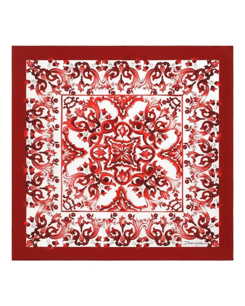 Dolce & Gabbana 50x50 majolica-print twill scarf - Rot Rot