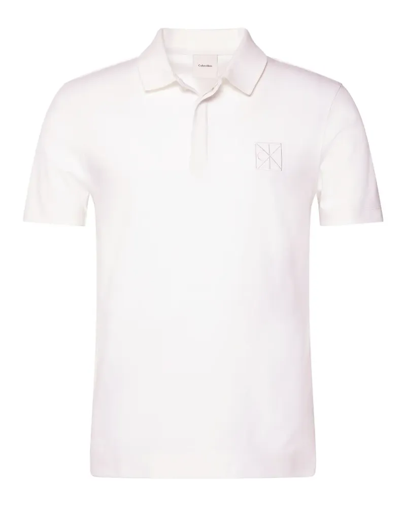 Calvin Klein logo-embroidered short-sleeve polo shirt - Weiß Weiß