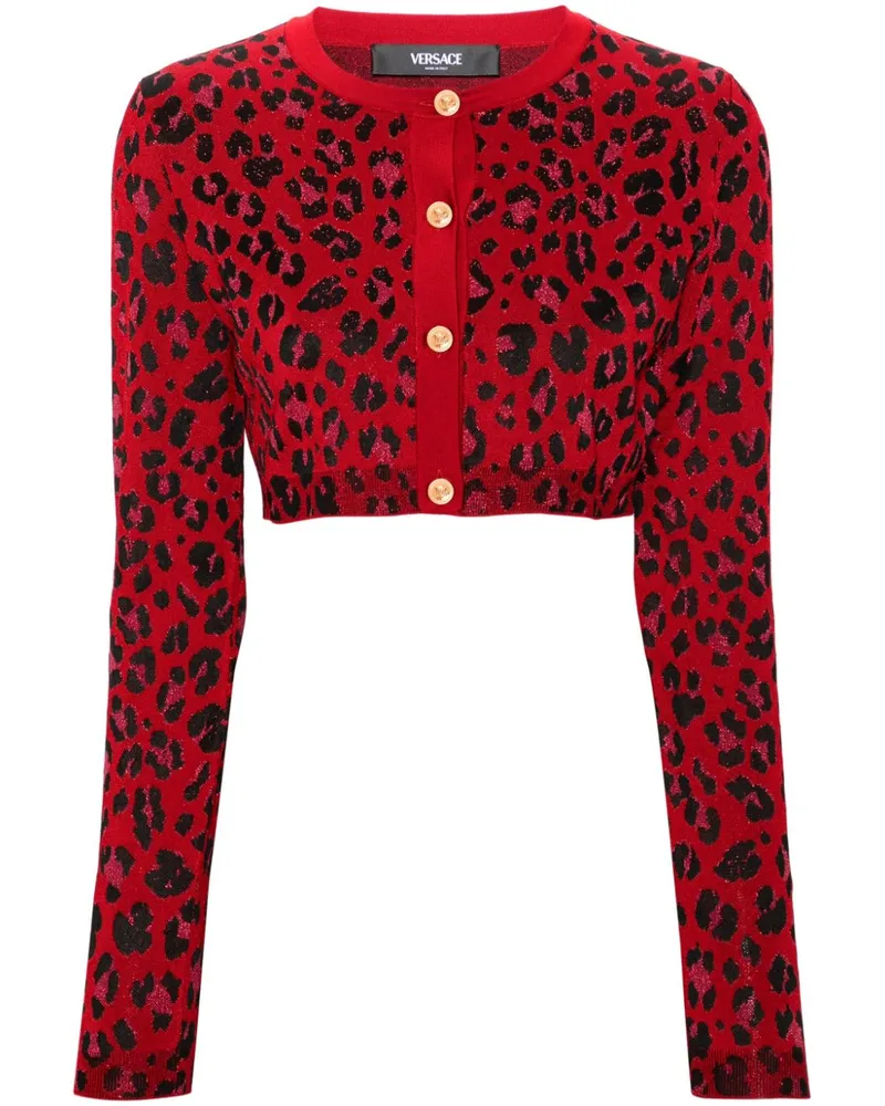 Versace Cropped-Cardigan mit Leopardenmuster - Rot Rot
